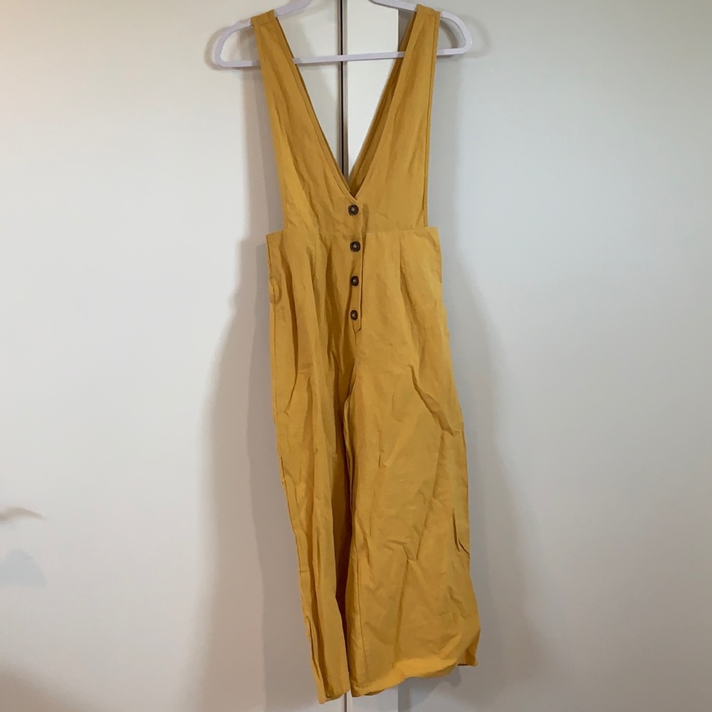 Yellow Gold Button Front Jumpsuit